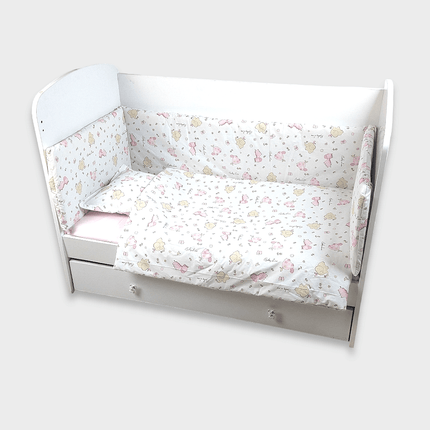 Rainy Обиколник за бебешка кошара 60х120 см. Розови Зебри и Слончета