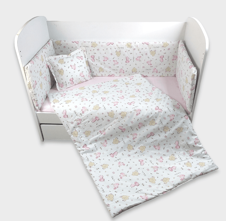 Rainy Обиколник за бебешка кошара 60х120 см. Розови Зебри и Слончета