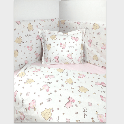 Rainy Обиколник за бебешка кошара 60х120 см. Розови Зебри и Слончета