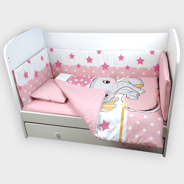 Rainy Обиколник за бебешка кошара 60х120 см. Розово слонче
