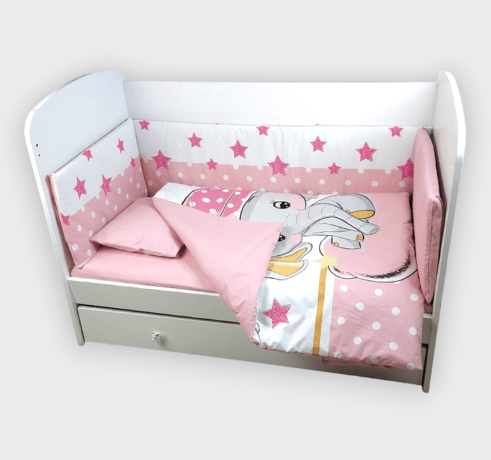 Rainy Обиколник за бебешка кошара 60х120 см. Розово слонче