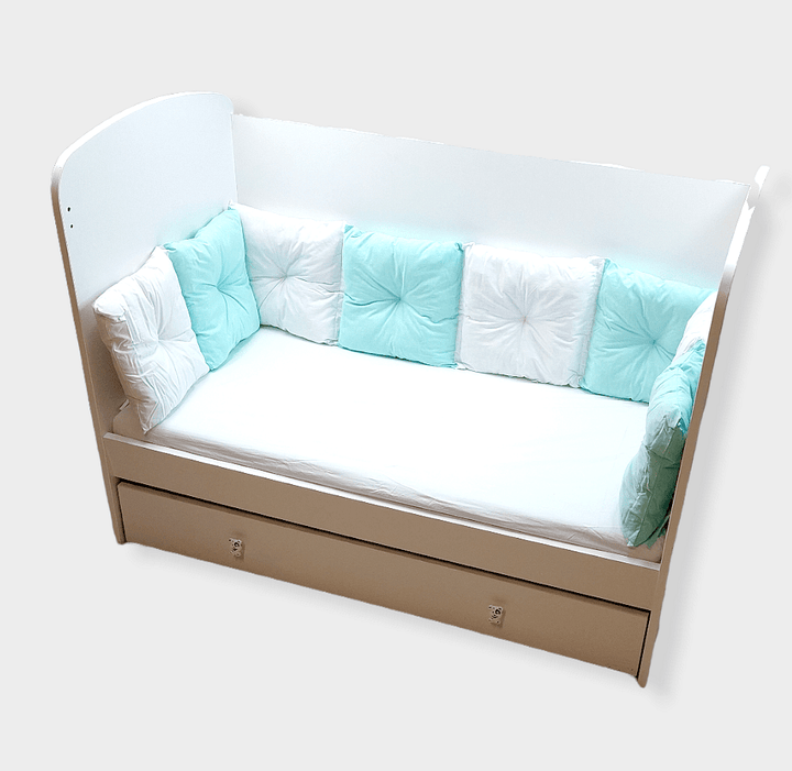 Rainy Обиколник за бебешка кошара 60х120 см. тип възглавнички Бял/Резеда