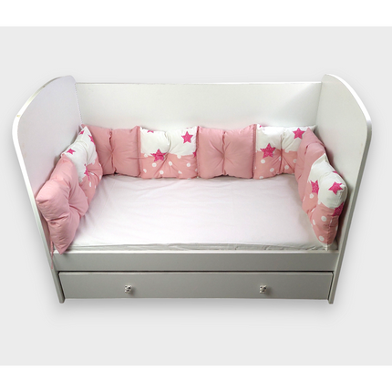 Rainy Обиколник за бебешка кошара 60х120 см. тип възглавнички Розово слонче