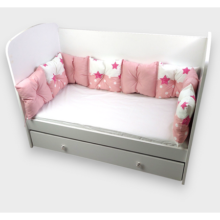 Rainy Обиколник за бебешка кошара 60х120 см. тип възглавнички Розово слонче