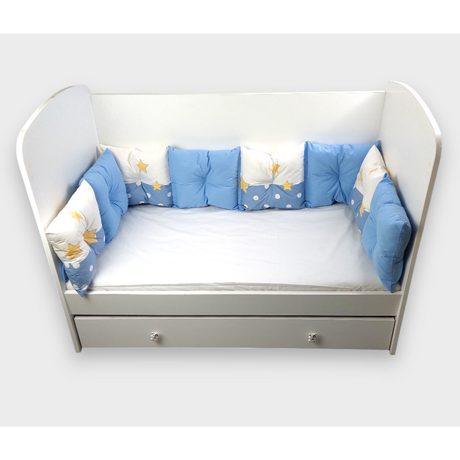 Rainy Обиколник за бебешка кошара 60х120 см. тип възглавнички Синьо слонче