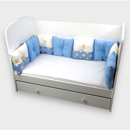 Rainy Обиколник за бебешка кошара 60х120 см. тип възглавнички Синьо слонче