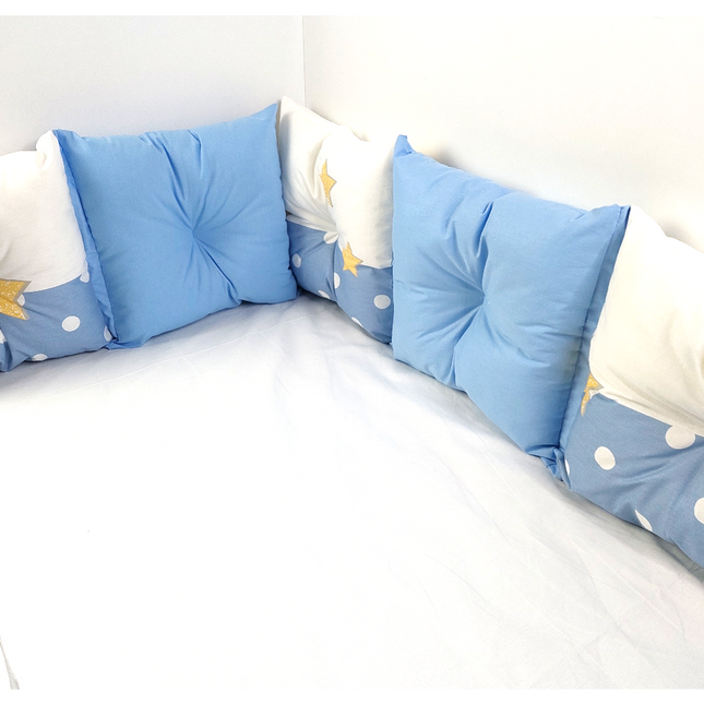 Rainy Обиколник за бебешка кошара 60х120 см. тип възглавнички Синьо слонче