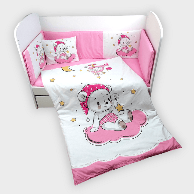 Rainy Обиколник за бебешка кошара 60х120 см. Розово мече
