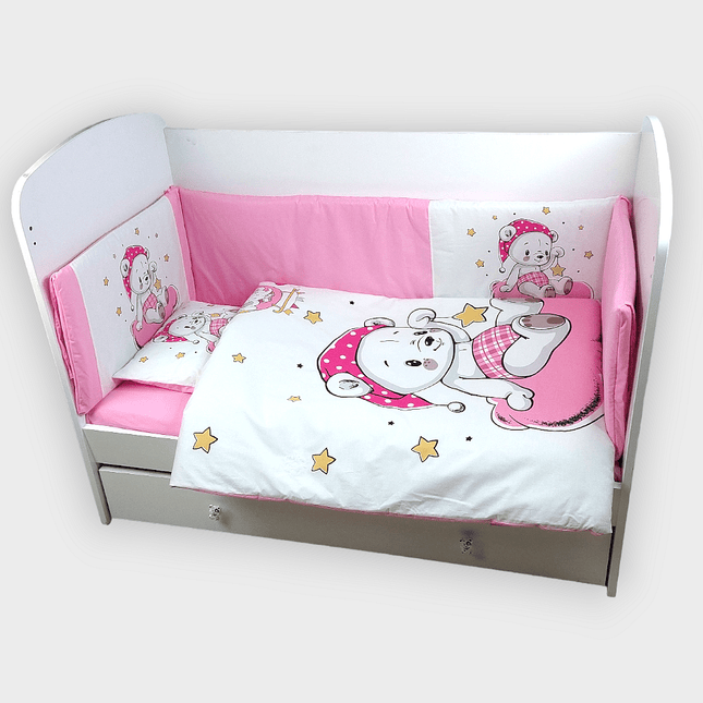 Rainy Обиколник за бебешка кошара 60х120 см. Розово мече