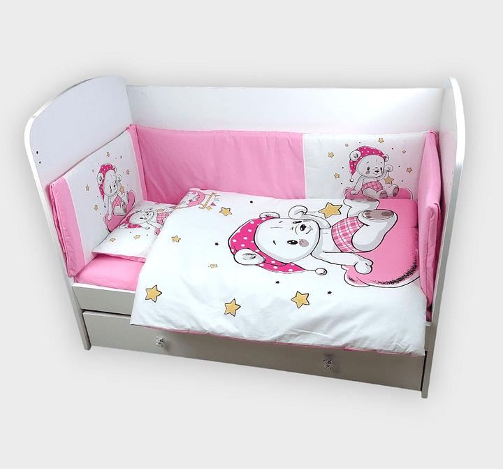 Rainy Обиколник за бебешка кошара 60х120 см. Розово мече