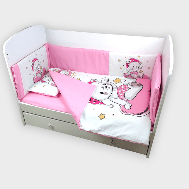 Rainy Обиколник за бебешка кошара 60х120 см. Розово мече