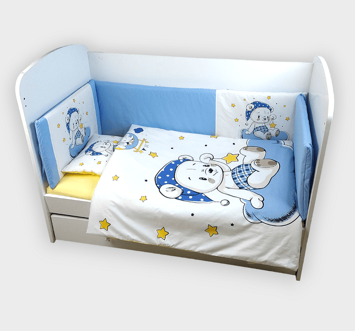 Rainy Обиколник за бебешка кошара 70х140 см. Синьо мече
