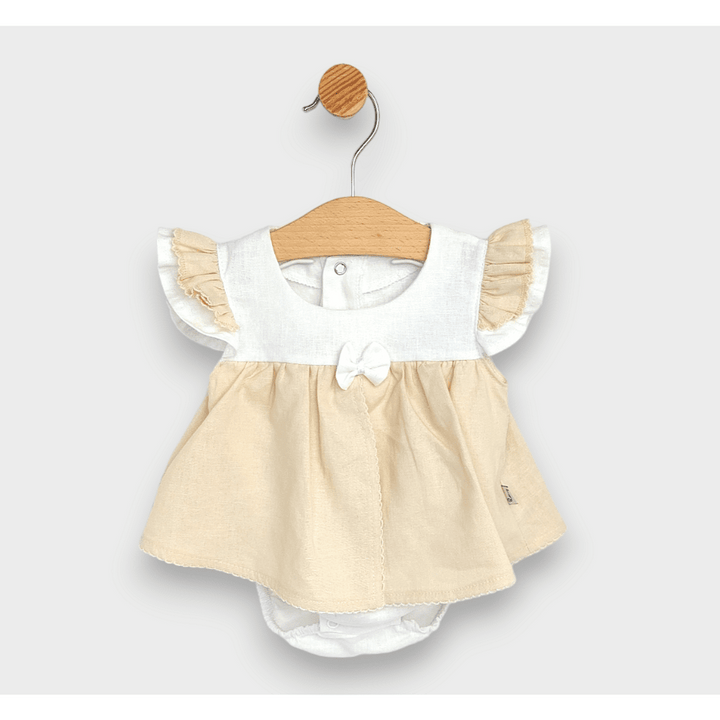 Rainy Premium Бебешка ленена боди-рокля 56-86 см. бял