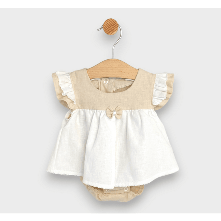 Rainy Premium Бебешка ленена боди-рокля 56-86 см. бежов