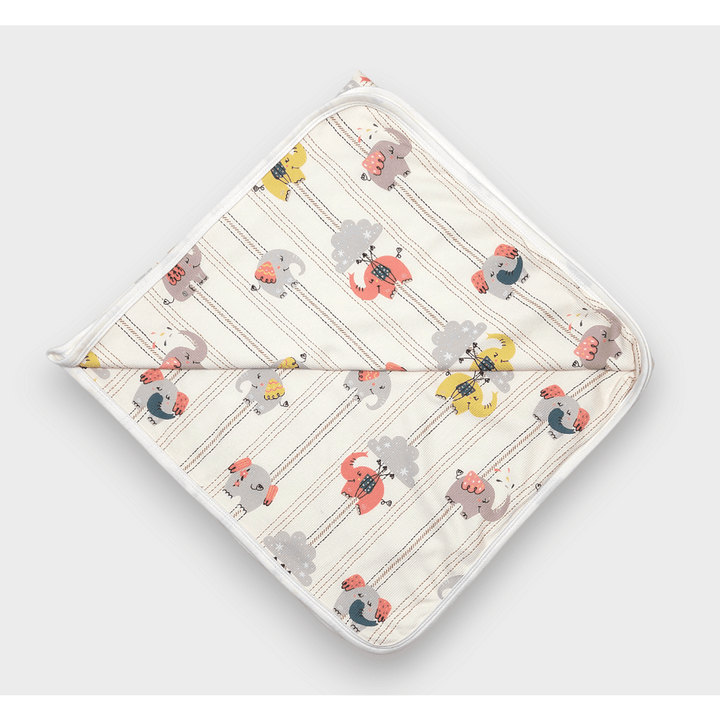 Rainy Premium Бебешка пелена 85х85 см. Слончета праскова Лято