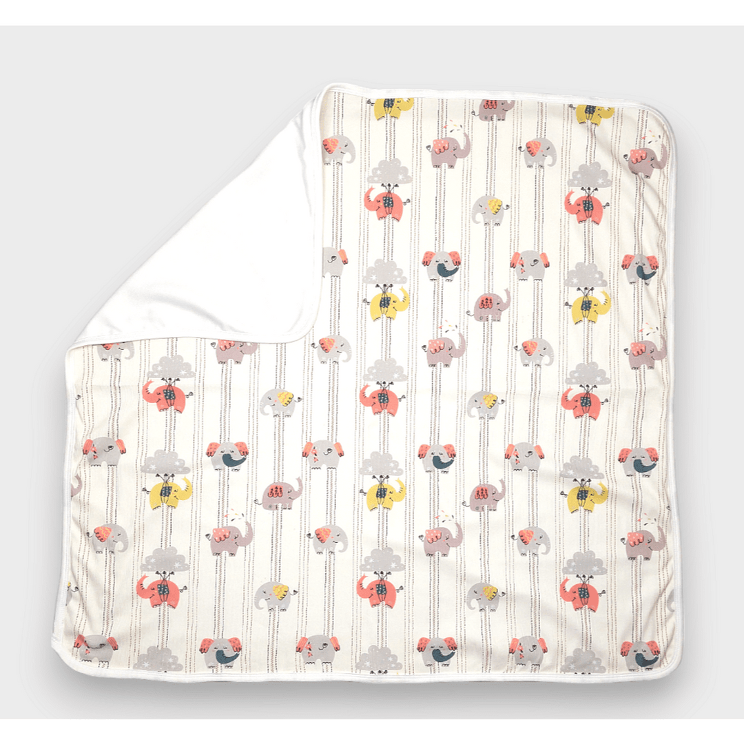 Rainy Premium Бебешка пелена 85х85 см. Слончета праскова Лято