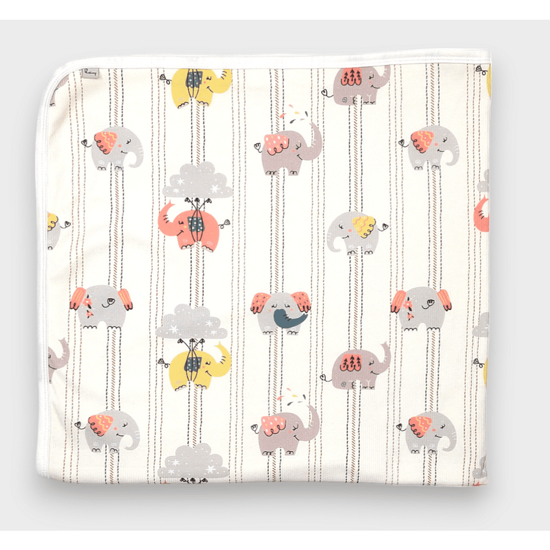 Rainy Premium Бебешка пелена 85х85 см. Слончета праскова Лято