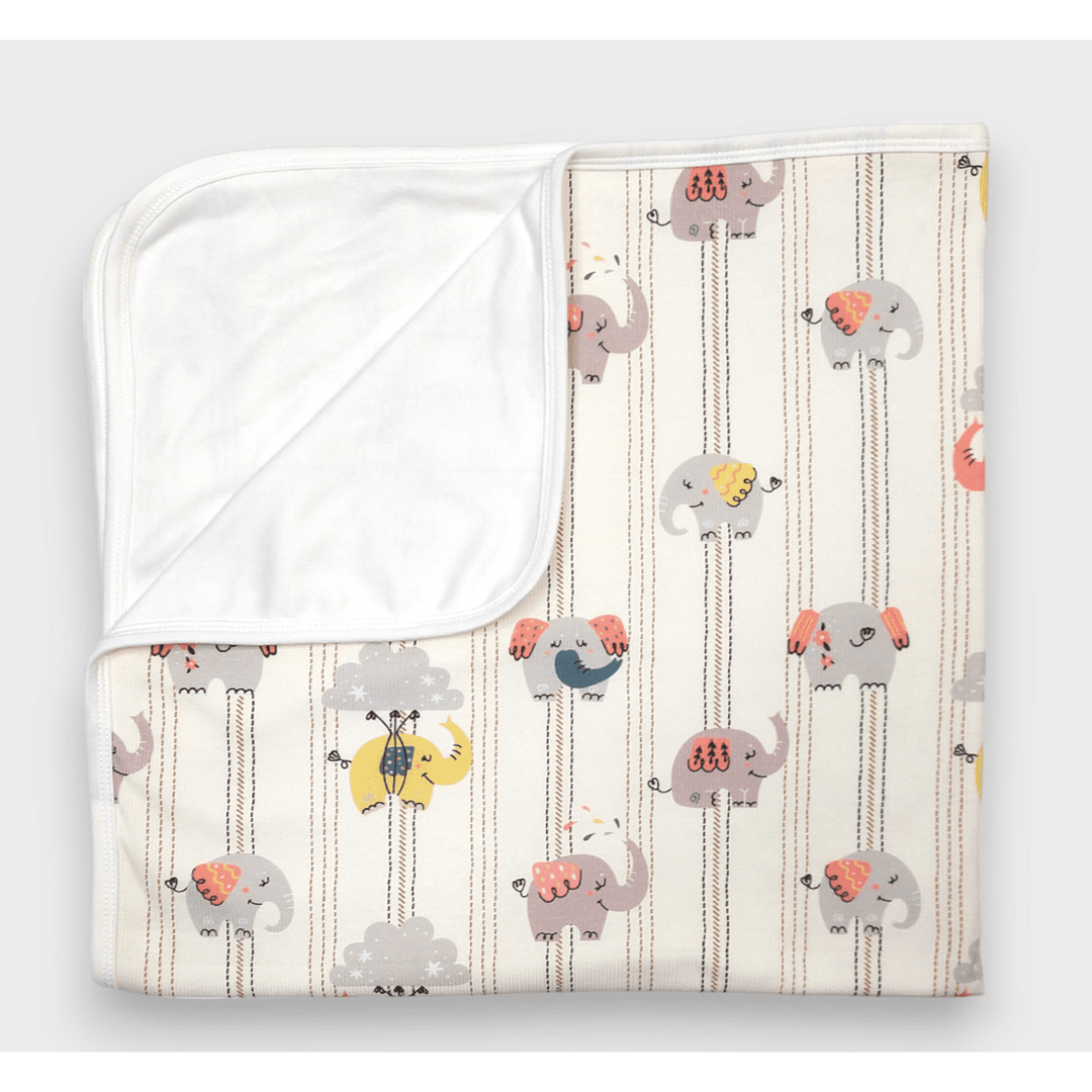 Rainy Premium Бебешка пелена 85х85 см. Слончета праскова Лято