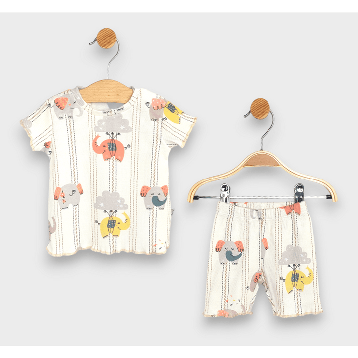 Rainy Premium Бебешки комплект 2 части Слончета 62-92см. праскова