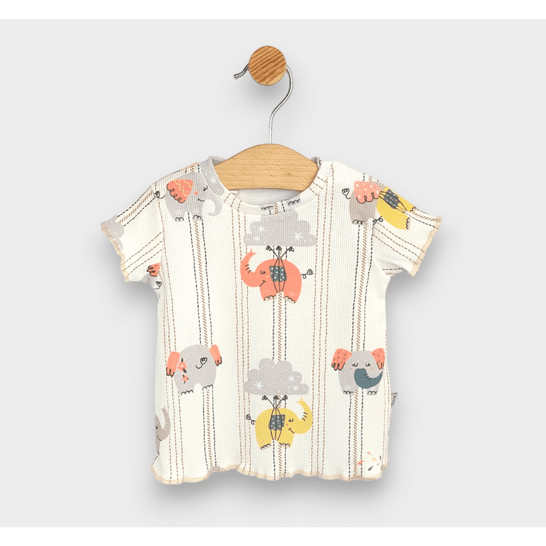 Rainy Premium Бебешки комплект 2 части Слончета 62-92см. праскова