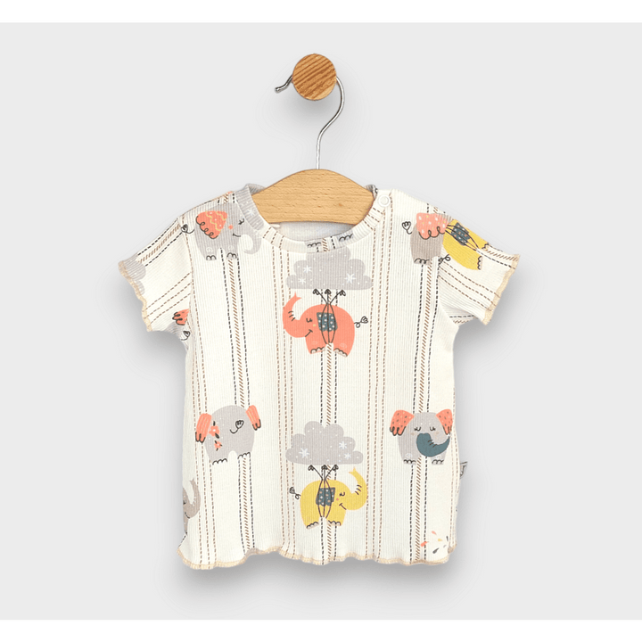 Rainy Premium Бебешки комплект 2 части Слончета 62-92см. праскова