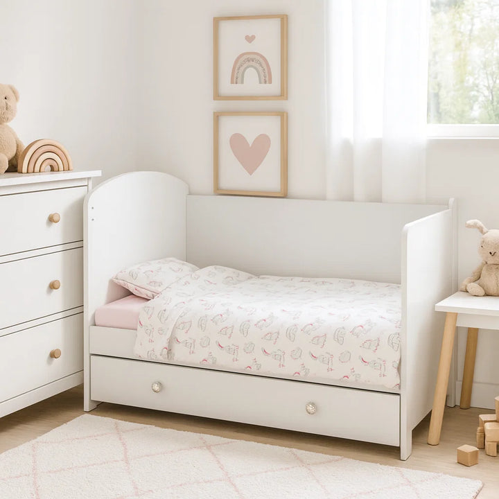 Rainy Бебешки спален комплект 4 части 60х120 см. Еднорог розов