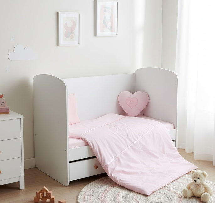 Rainy Бебешки спален комплект 6 части 60х120 см. Сърце с мече